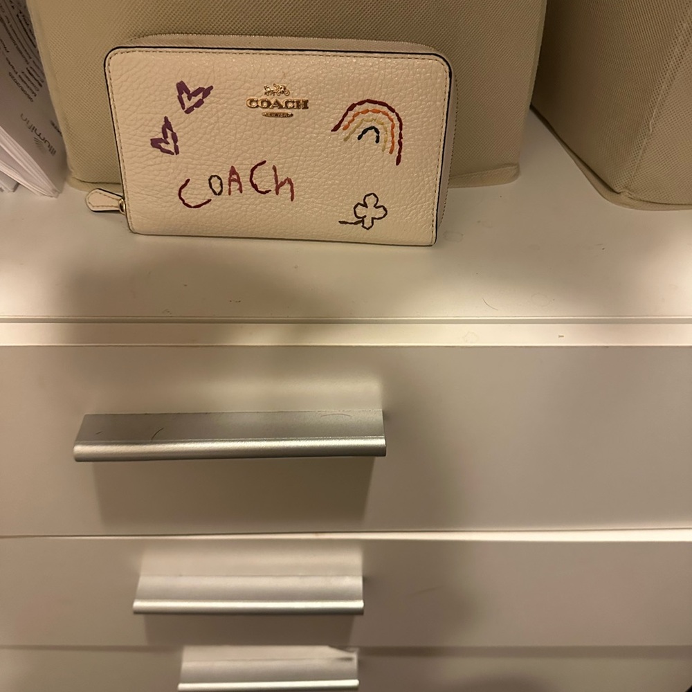 Coach Cream Wallet with Artistic Accents